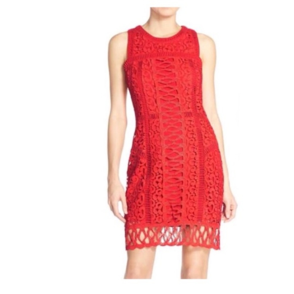 Greyson Crochet Overlay Cocktail Dress